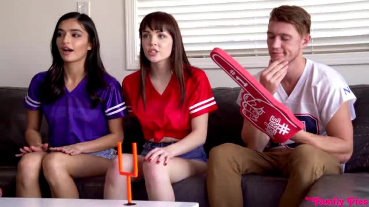 Aliya Brynn & Emily Willis - Super Sunday With My Step Sis And Her Friend