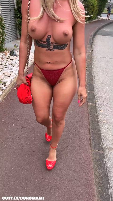 Amateur Ass Exhibitionist High Heels Hotwife Nudity Public Tits Walking Porn GIF by duromami