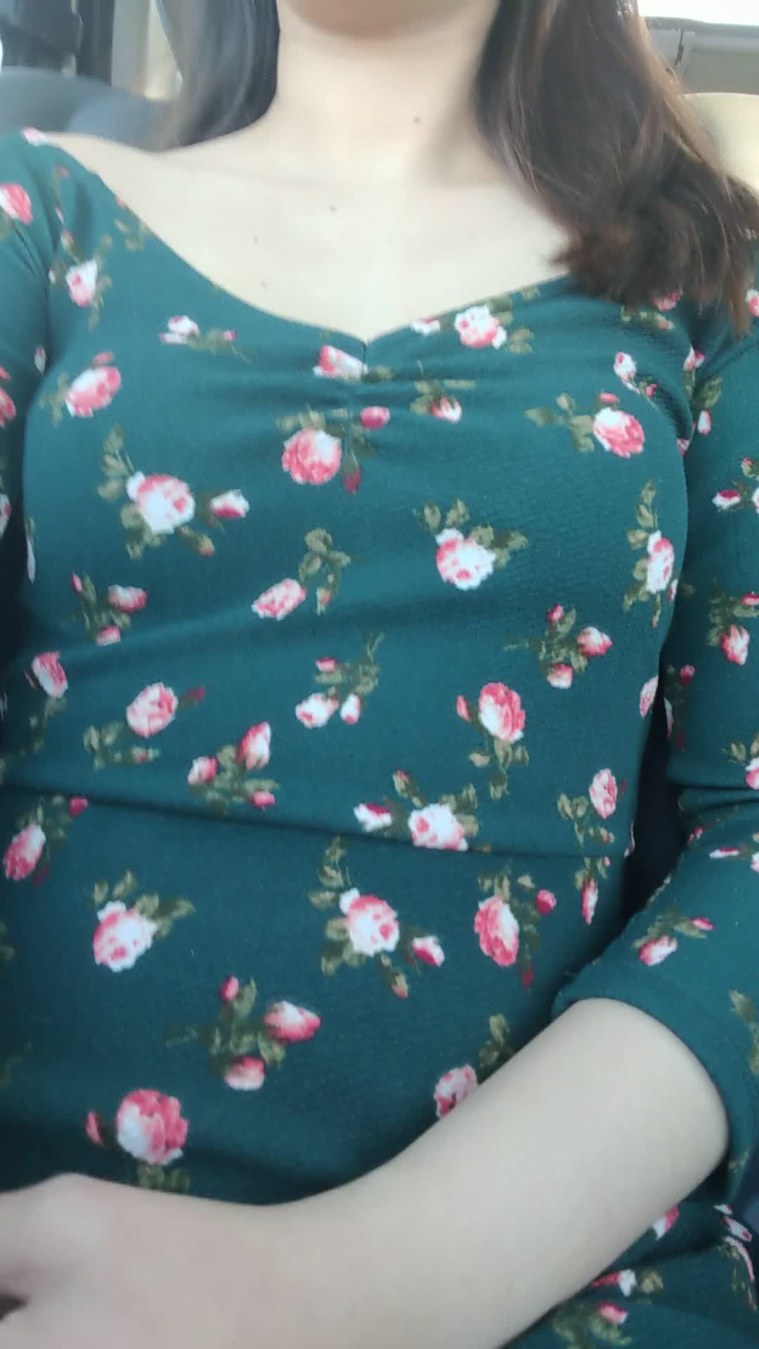 Naughty little titty flash in the car