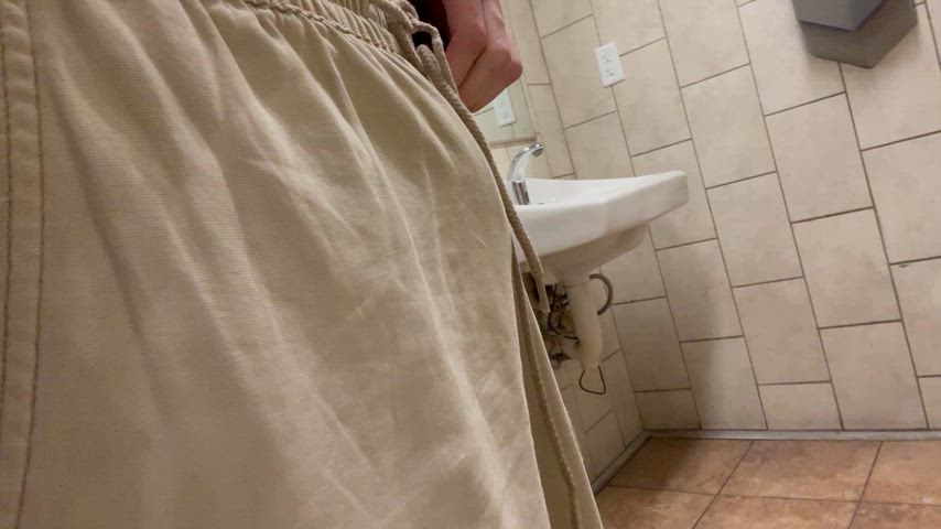 getting my bulging dick out at work