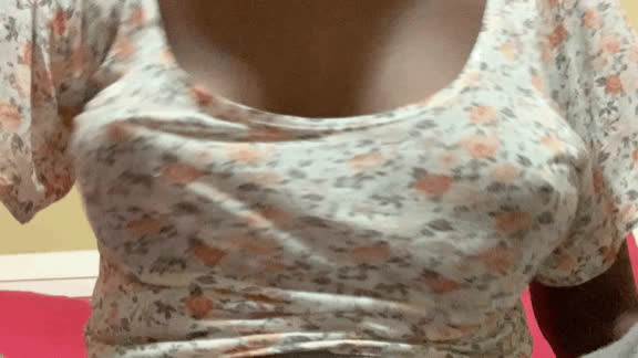 teasing you with my bouncy clothed D cups 🙈