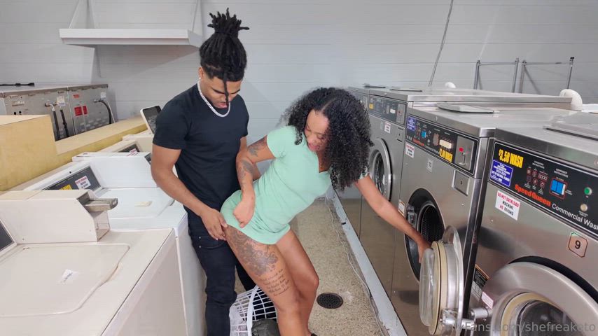 Babe Big Ass Doggystyle Ebony Ebony Couple Laundry Room Squirting Standing Doggy Porn GIF by manemane6