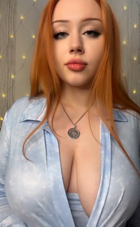 This female gamer has large breasts