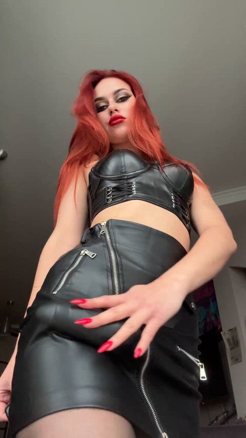 Something's bulging out of my skirt... wanna check it out with your mouth?