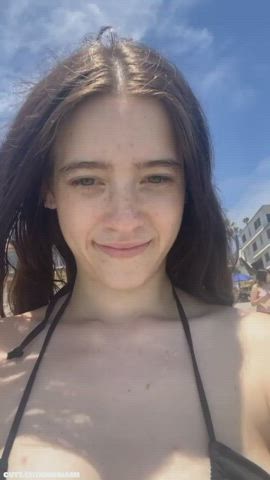Amateur Beach Big Ass Exhibitionist Flashing Public Selfie Teen Tits Porn GIF by duromami