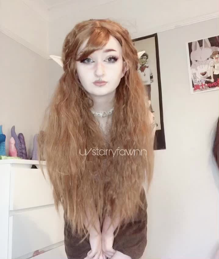 Shy elf girl flashes you