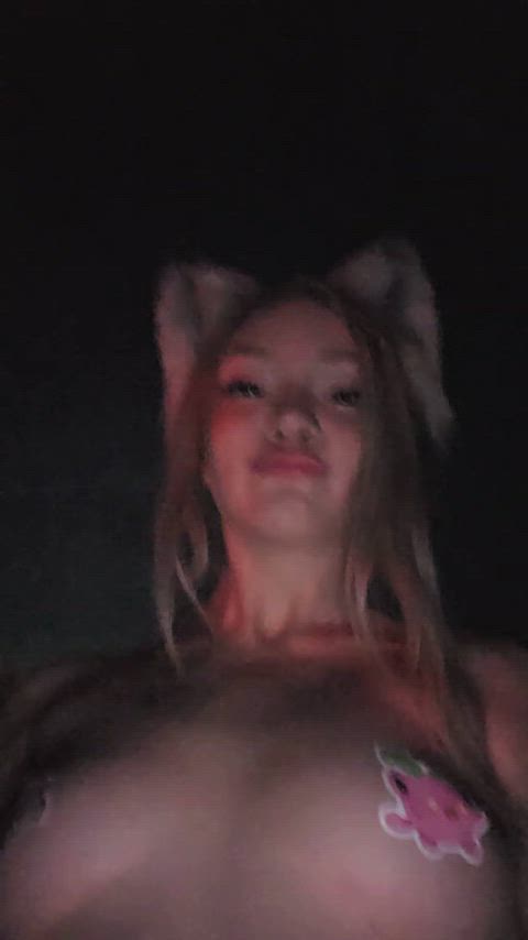 Took myself for a walk and pulled my tits out at a rave :3