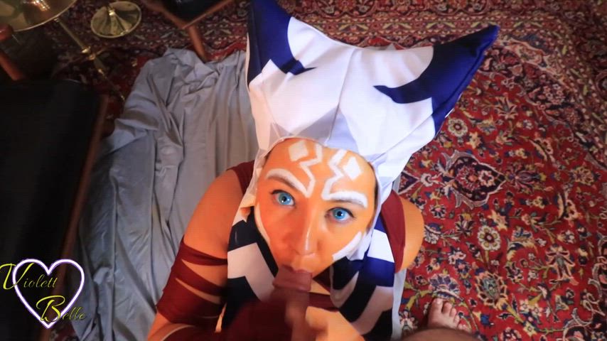 Ahsoka Tano gets a big mouthful of cum (Violett Belle)