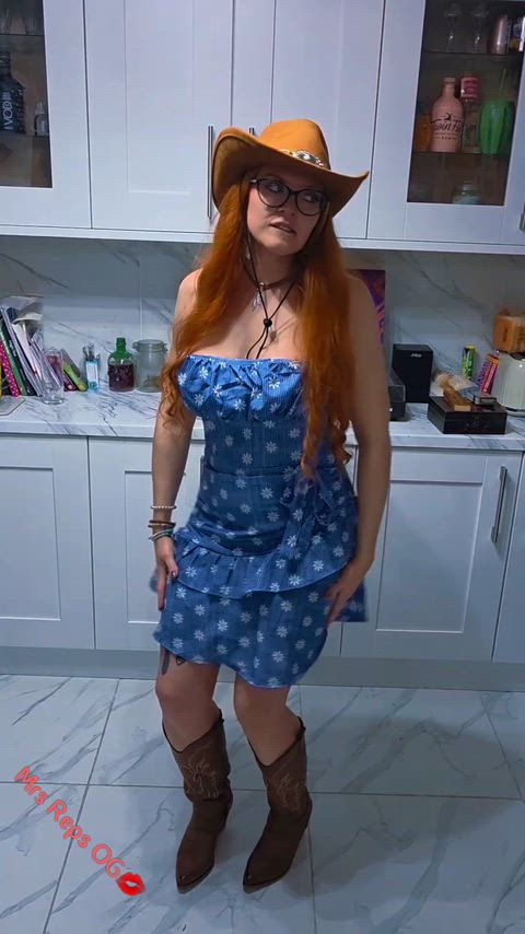 My dress for date night at the cowboy bar vs dessert at home 36F