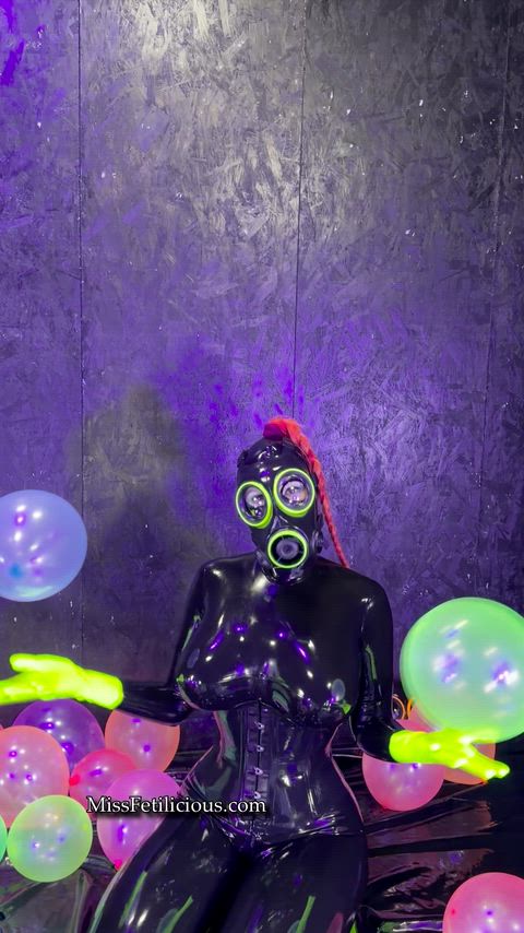 Balloons Big Tits Catsuit Corset Latex Latex Gloves Mask OnlyFans Redhead Tits Porn GIF by missfetilicious