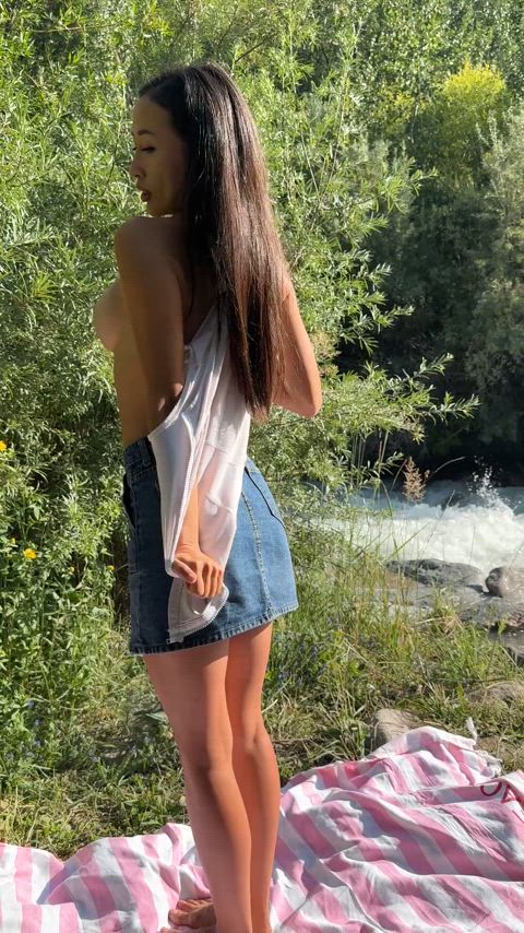 Asian Big Tits Boobs Brunette OnlyFans Public Pussy Solo Tits r/JuicyAsians Porn GIF by irene_gray11