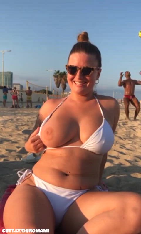 Amateur Beach Big Tits Bikini Boobs Flashing Public Tits Topless Porn GIF by duromami
