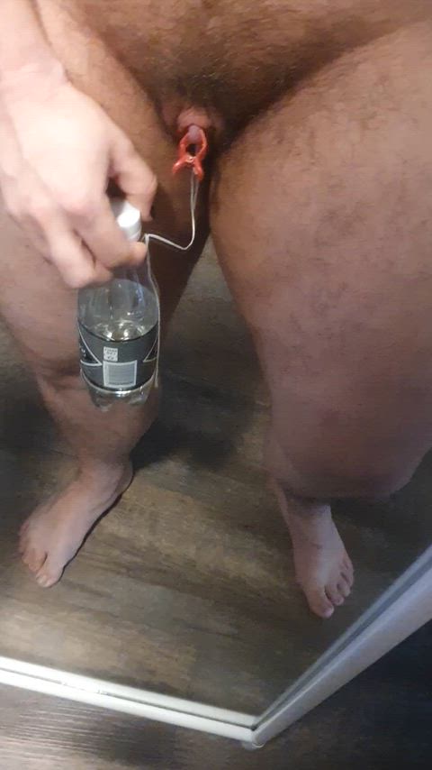 Punishing my clitdick with weights and a hairclip