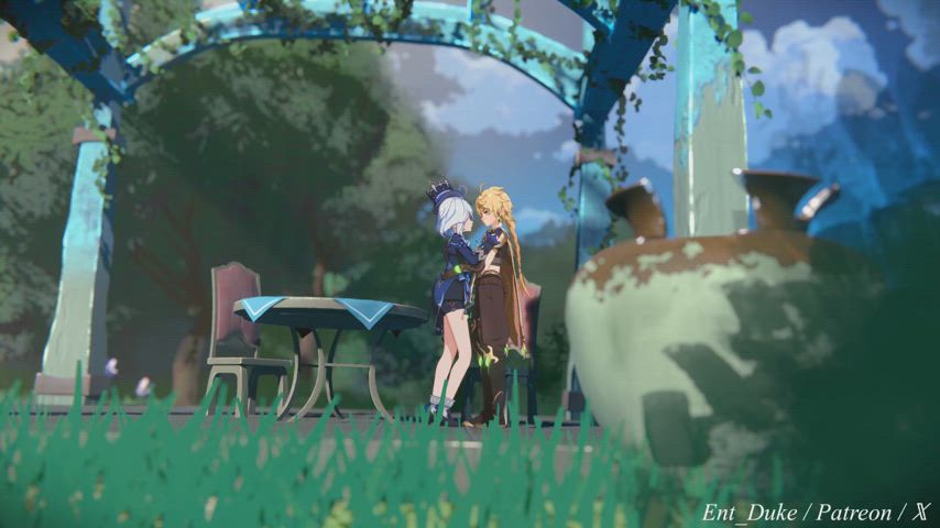 Furina with her Traveler [Artist: Ent_Duke]