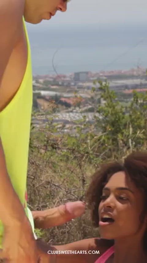 Big Dick Blowjob Cock Outdoor Petite Sucking Teen Thick Cock Porn GIF by adultprime
