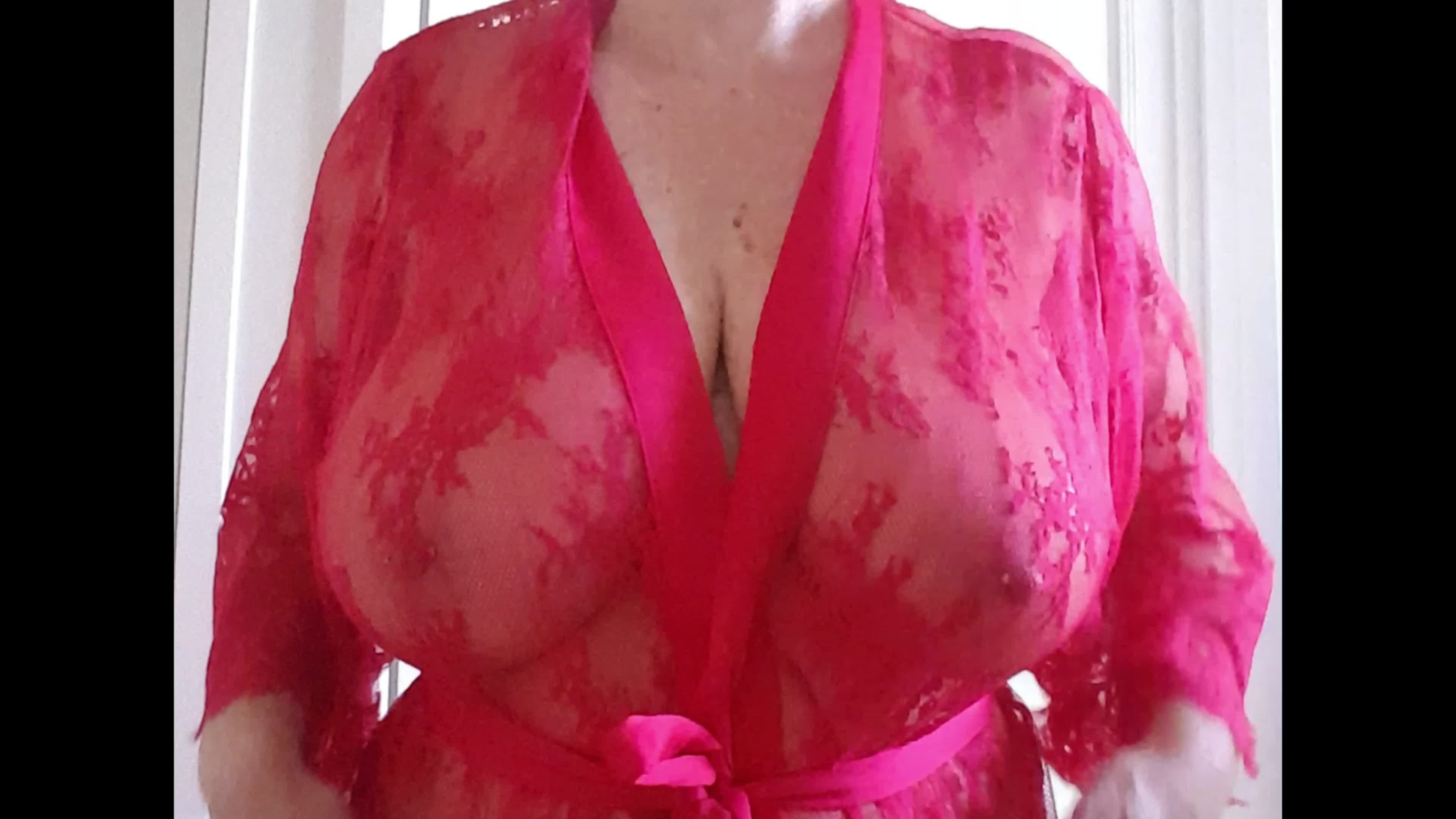 Nipple and boob play in my red lace gown ❤ xx 55yo 🇦🇺