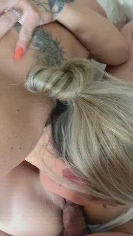 Unicorn licking my clit while hubby fucks me