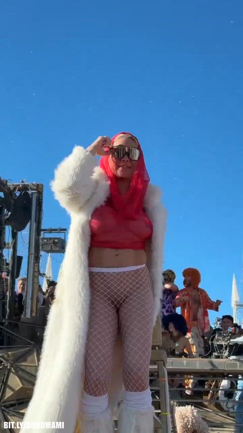 Amateur Boobs Cuckold Dancing Exhibitionist Festival Flashing Hotwife Public Threesome Porn GIF by duromami