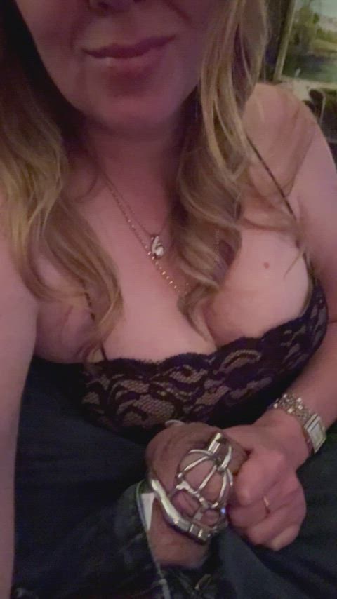 My Wife shows me what anniversary sex looks like for a caged cuckold