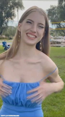 Blonde Boobs Bouncing Tits Flashing Goddess NSFW Public Teen Tits Porn GIF by duromami
