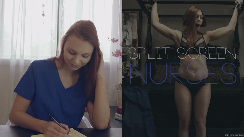 Ornella Morgan in split screen nurse... Tied and creampied!