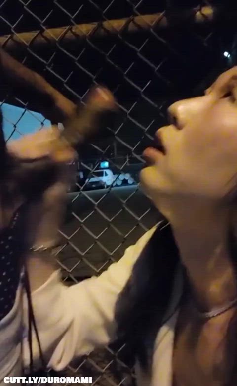 Asian girl trying BBC out in the street