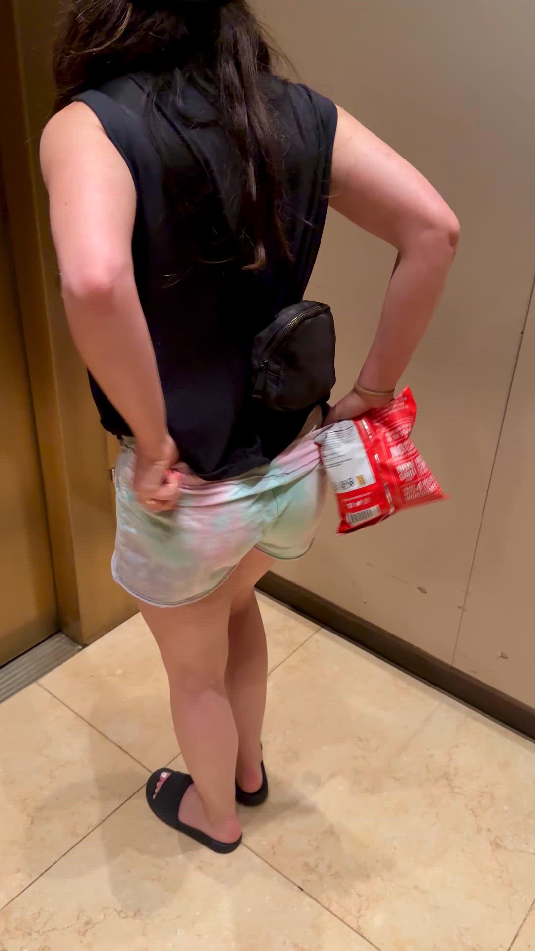 Ass in a thong in an elevator