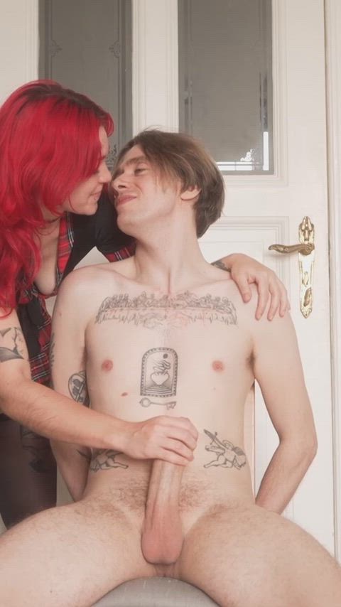 Amateur Big Dick Cock Milking Dominant Edging Femdom Handjob Homemade Redhead Tattooed Porn GIF by cedricandsofi