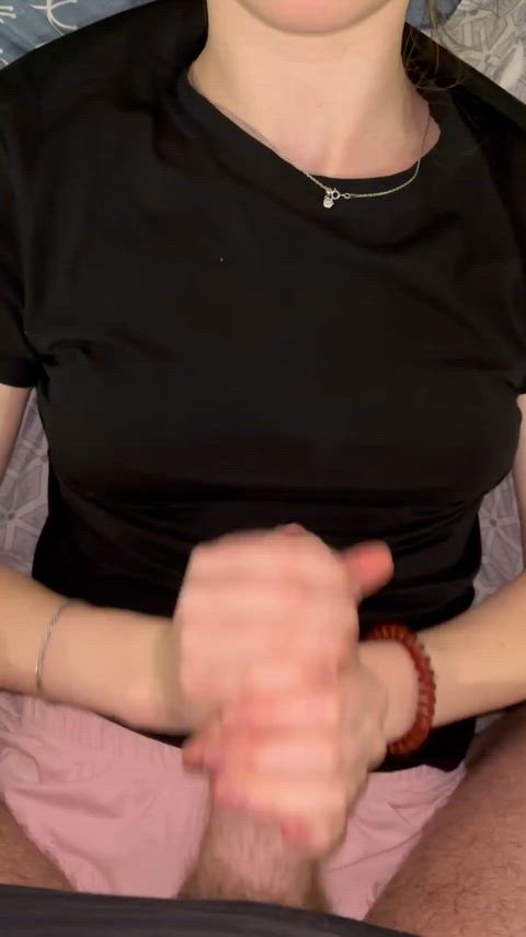 His cum contrasts perfectly with my shirt