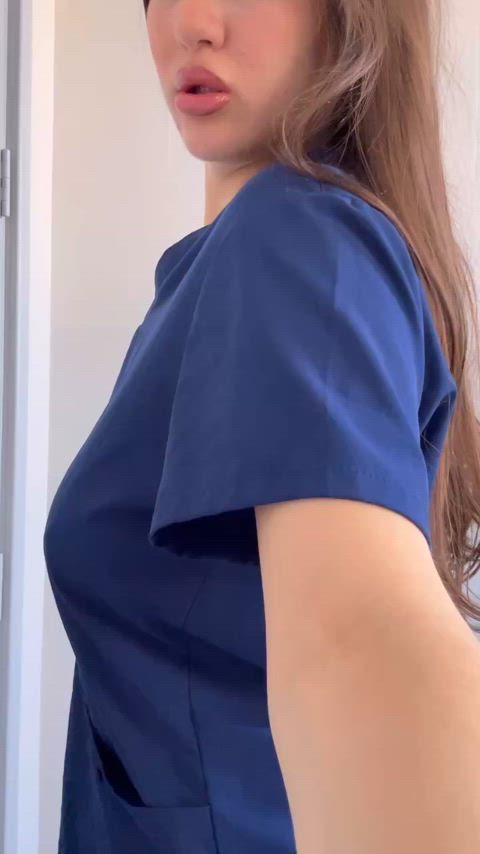 Naughty nurse in the middle of a 10 hour shift