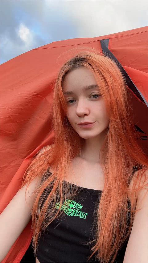 While the bf busy setting up the campsite, I thought Id show you my tits
