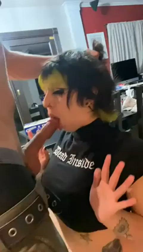 it's so impossible to not enjoy a goth slut getting her mouth fucked