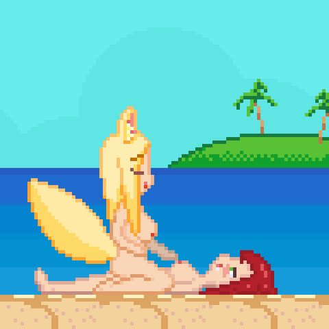 When you intentionally ignore the warning that the beach is closed; due to a thirsty kitsune who wants to ride futa dicks for days