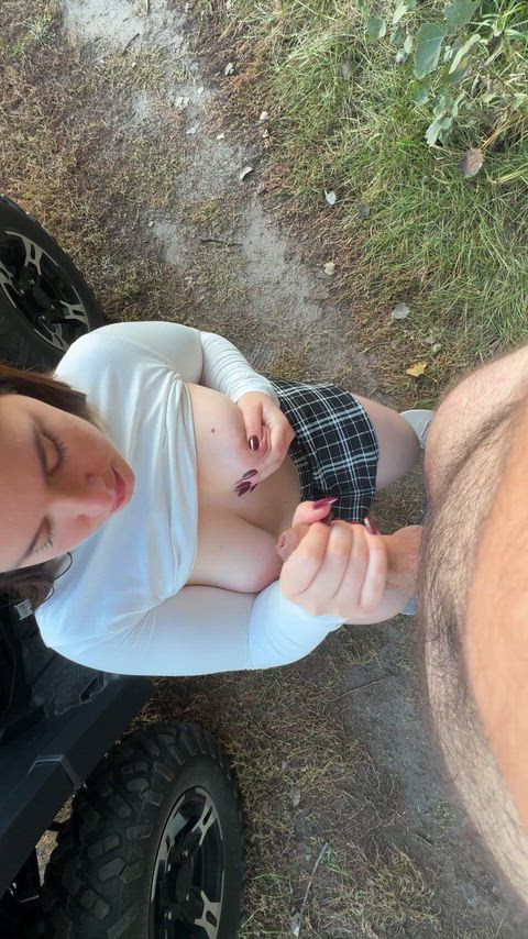 My step bro loves to cum my boobs