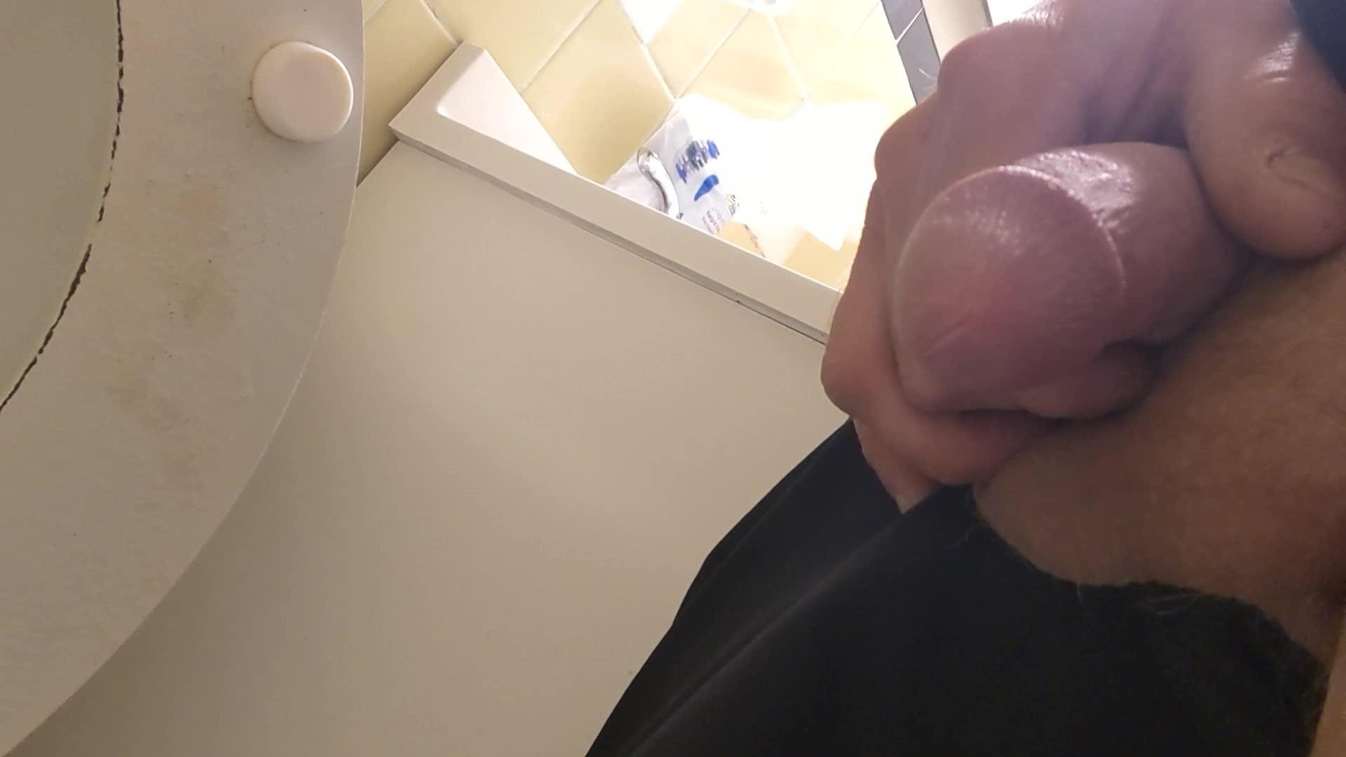 Just a quick pee before stroking this little guy