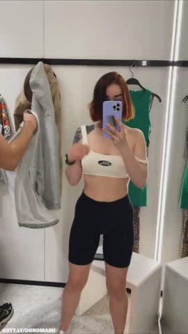 Amateur Big Dick Blowjob Dressing Room Flashing Public Real Couple Sex Porn GIF by duromami