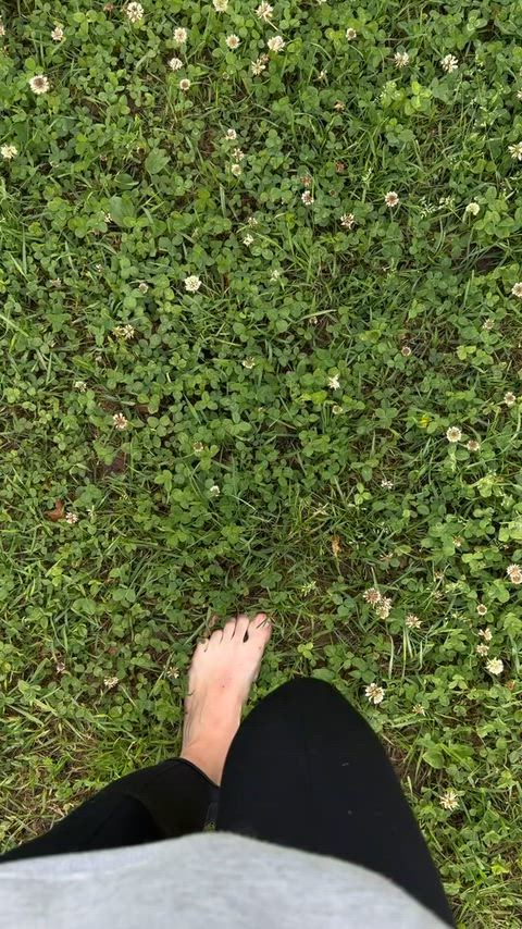 Relaxing barefoot walk through the clover field thumbnail