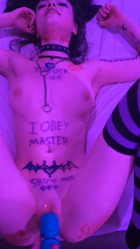 Masters little slave covered in ink