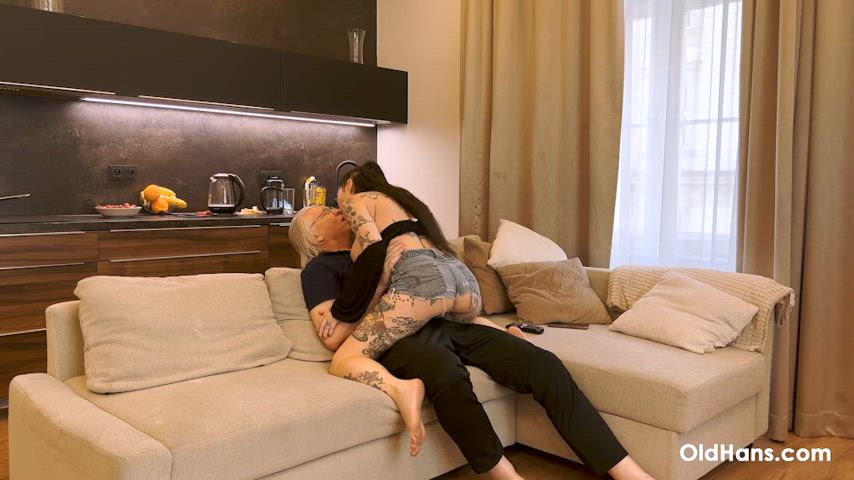 Age Gap Bimbo Blowjob Brunette Grandpa Old Pornstar Tits Porn GIF by adultprime