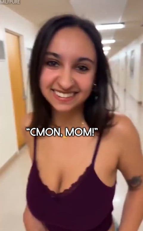 Mom flashing her son