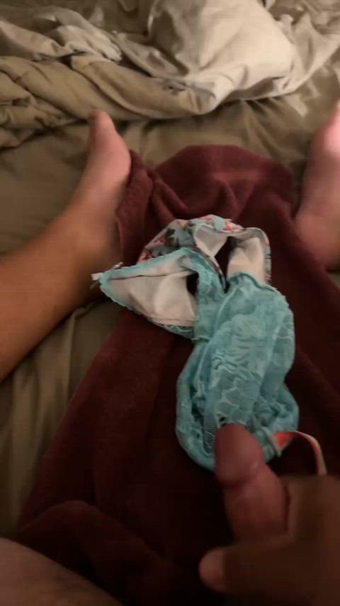 Cumming in wife’s panties while she’s working!