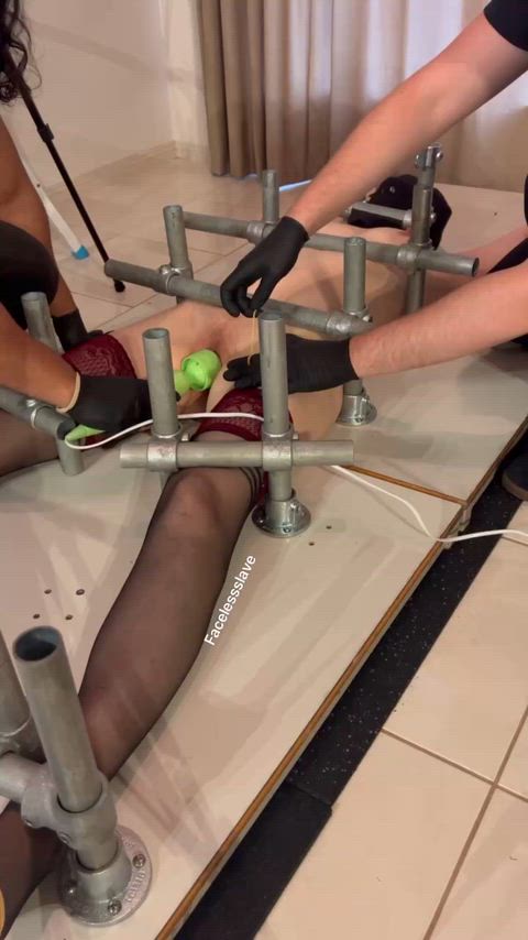 My toy hooded, held down with pipes and forced to cum over and over over again