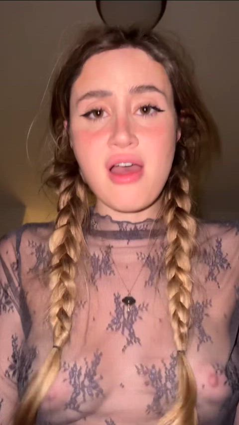 Brown Eyes Brunette Cowgirl Eye Contact POV Pigtails Riding Sheer Clothes Small Tits Tits Porn GIF by populardick