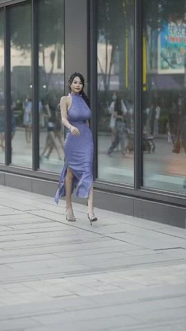 Asian Big Tits Cleavage Compilation Dress High Heels Legs Stockings Tight Porn GIF by duromami