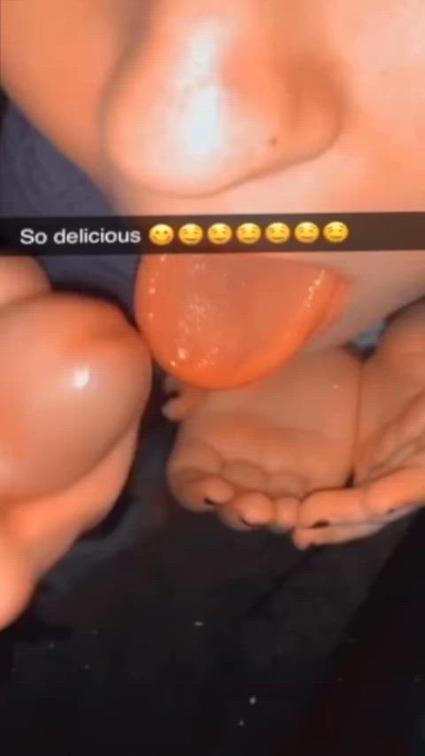 Getting that tongue full of cum enjoying the taste