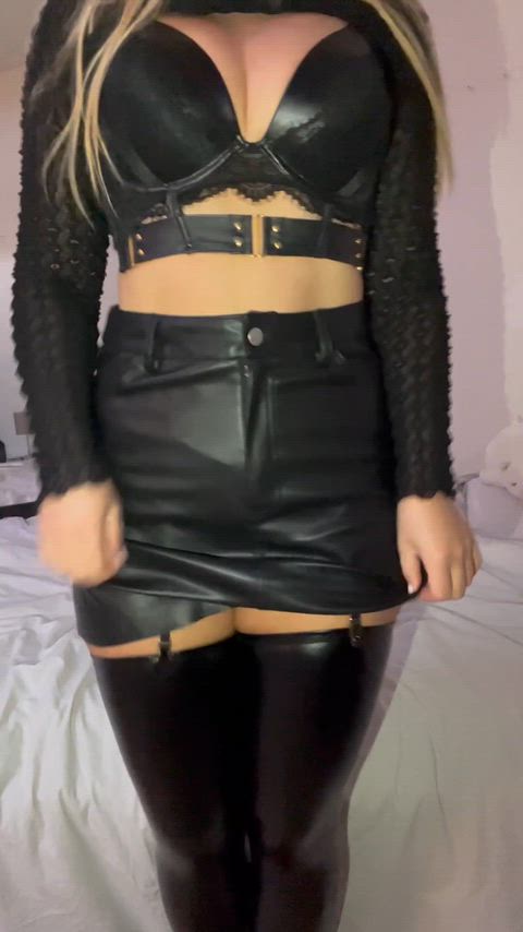 Big Ass Leather Skirt Stockings Striptease Upskirt Porn GIF by xisabelcortezx
