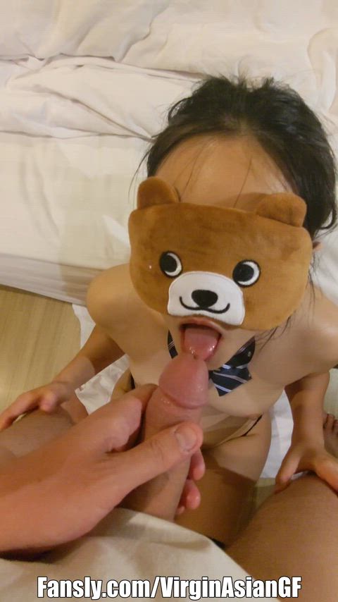 My American professor face fucked me while I was wearing a cute Japanese schoolgirl tie…