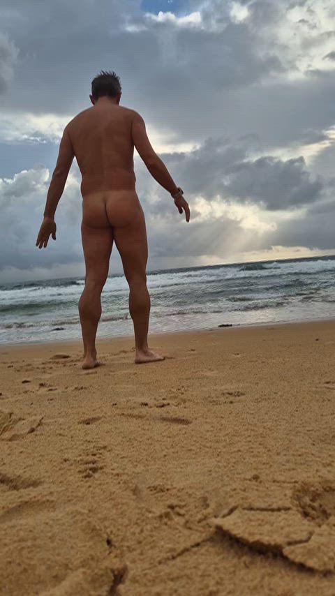 Joining in the beach headstand fun