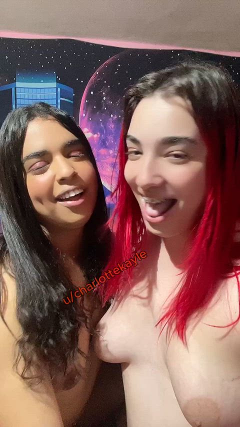 Me and my gf kissing so you can put your dick in between