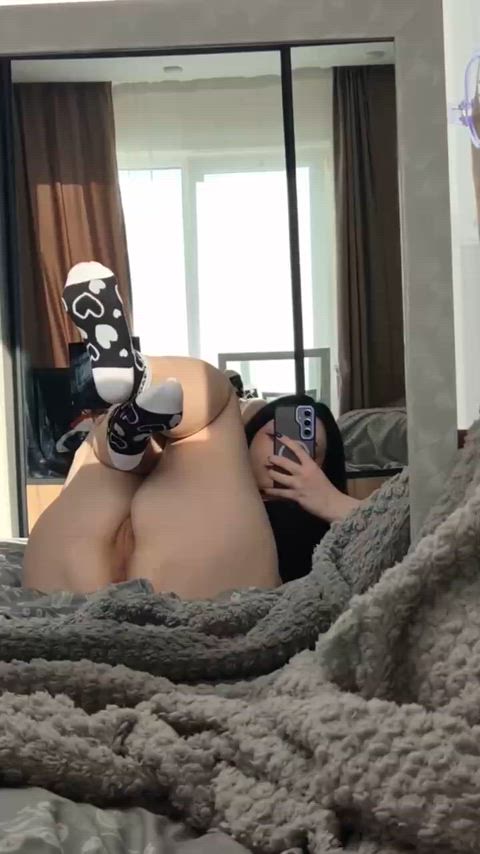 Socks on while you smash me hard or off? [F]